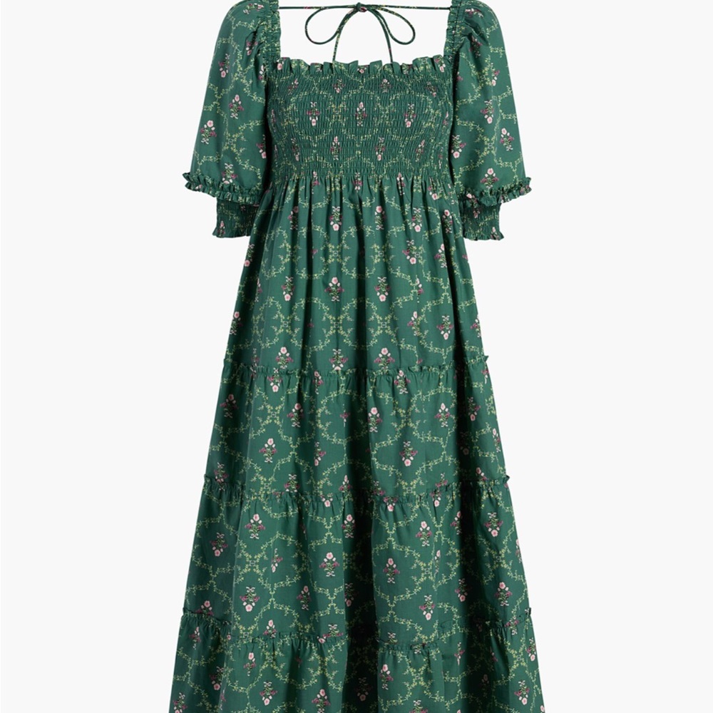 Hill House Nap Dress - Emerald Trellis